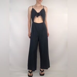 NWT L'ATISTE by Amy Blue Cotton Tie‎ Front Wide Leg Jumpsuit